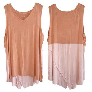 Logo Layers Tunic Top Womens Plus Size 3X Sleeveless Signature Knit Peach Orange